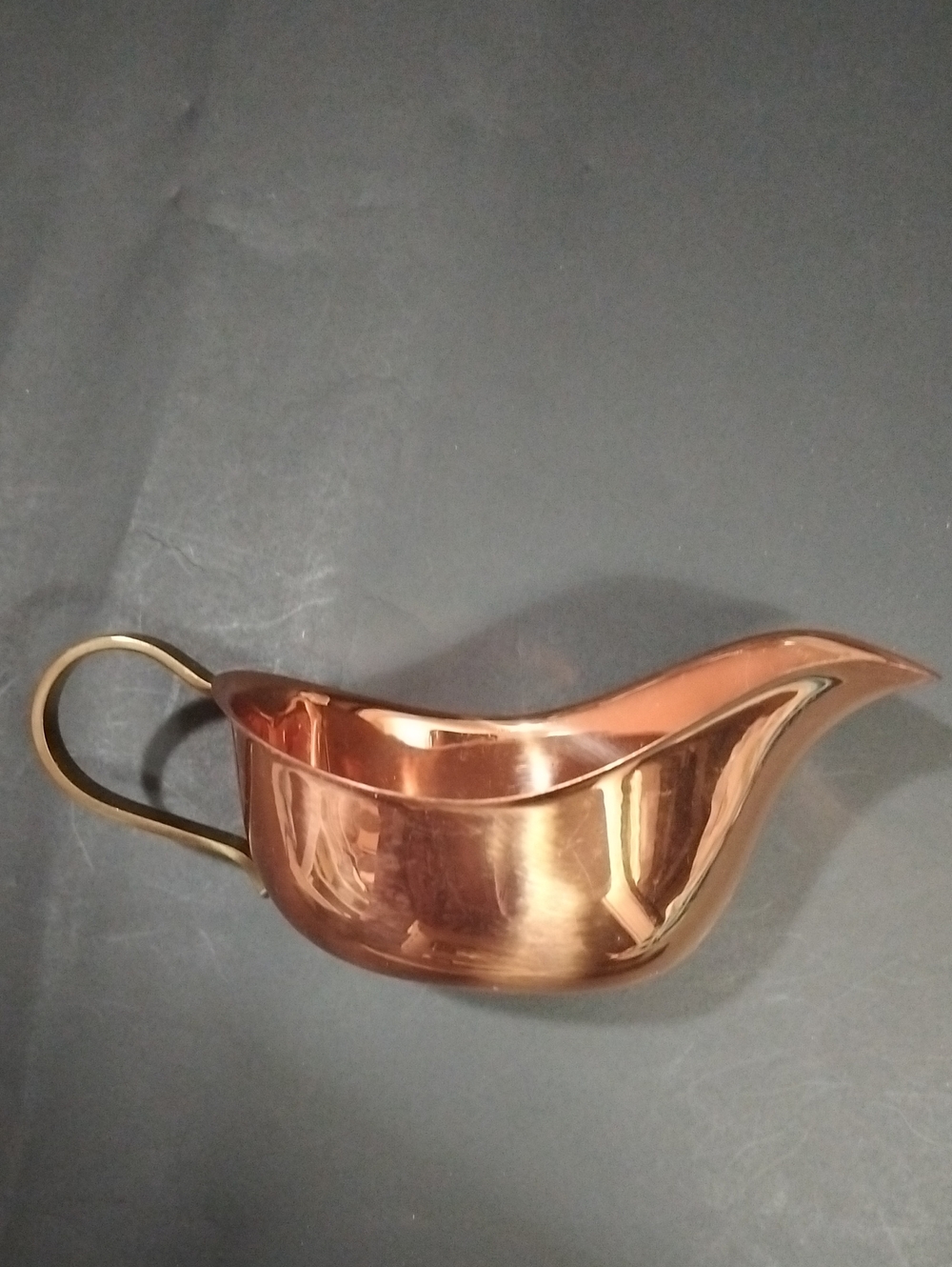 Copper-Tone Sauce Gravy Boat with Brass Handle